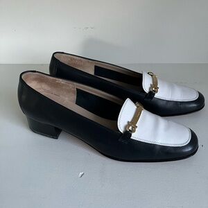 Salvatore Ferragamo Two-Tone Womens Heels with Gold Accent